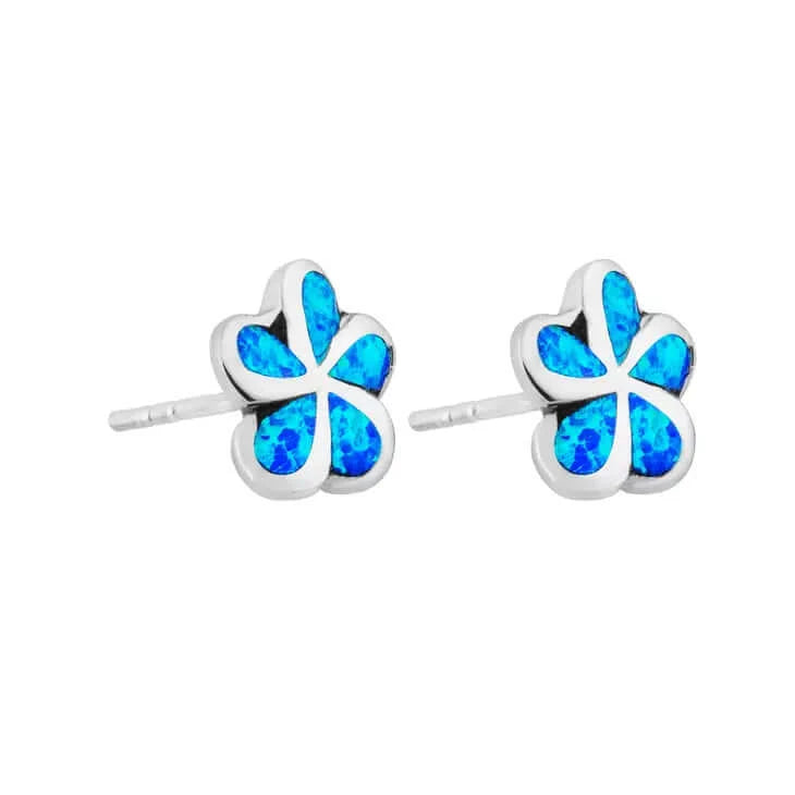 Blue Opal Flower Studs Media 3 of 5