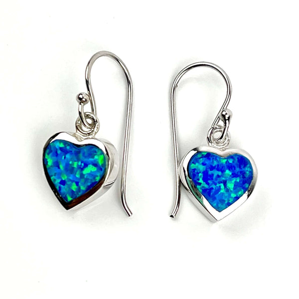 Blue Opal Heart Drop Earrings Media 1 of 4