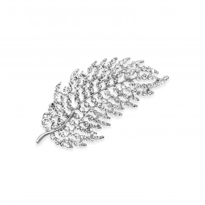 Elegant Crystal Encrusted Leaf Brooch 2