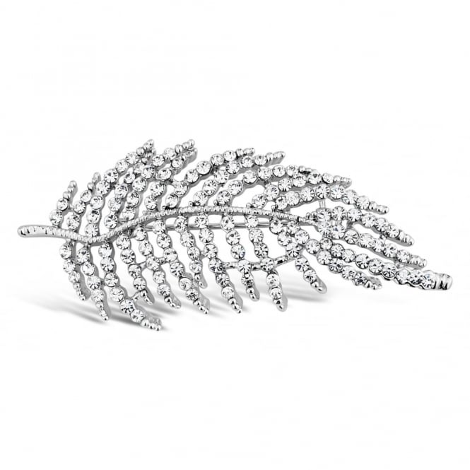 Elegant Crystal Encrusted Leaf Brooch