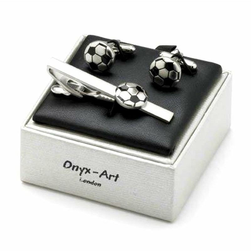 Football Cufflinks and Tie Clip Gift Set