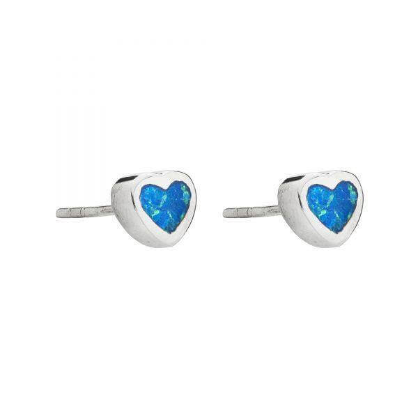 Blue Opal Heart Ear Studs