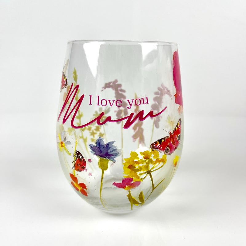 I Love You Mum Floral Garden Stemless Tumbler Glass Media 1 of 4