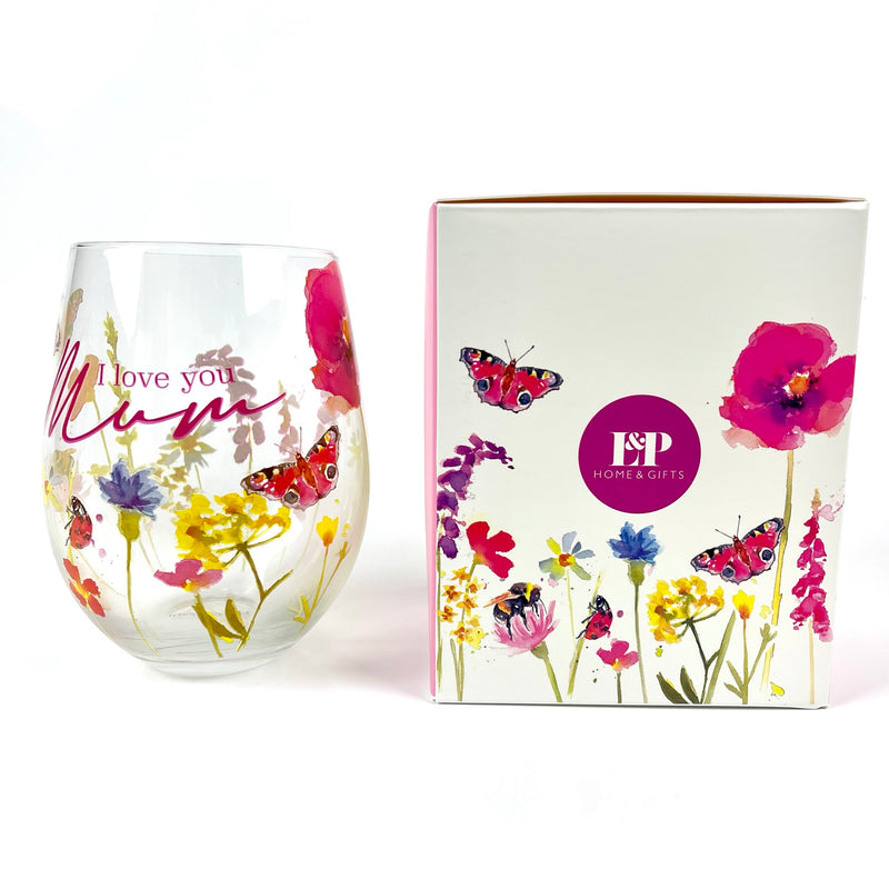 I Love You Mum Floral Garden Stemless Tumbler Glass Media 2 of 4