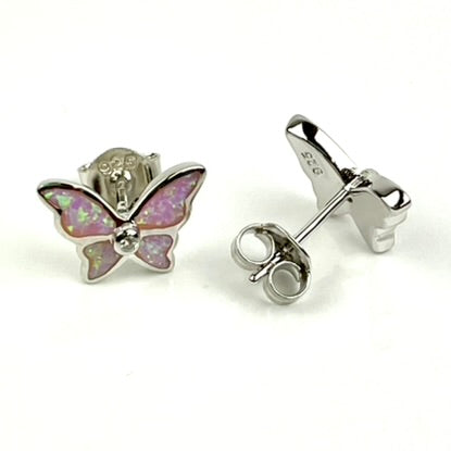 Sterling Silver Pink Opal Butterfly Necklace & Earrings Gift Set Media 5 of 7