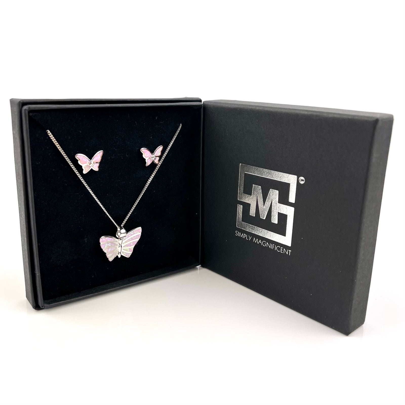 Miclee 925 sterling Silver cute Black Butterfly Bowknot cubo di cristallo orecchini a perno in confezione regalo con scatola e vibrazione, migliore regalo per le donne