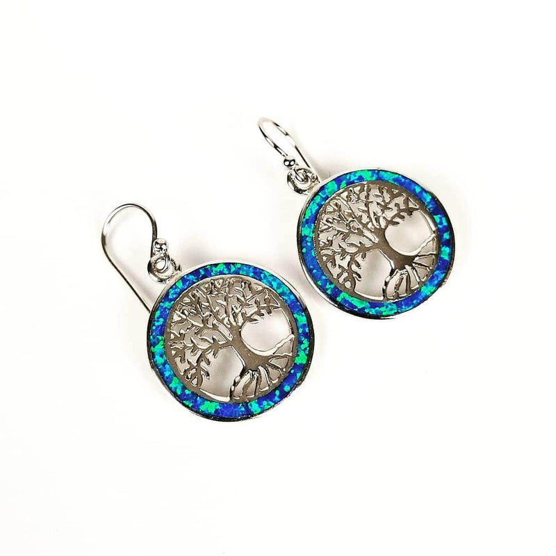 Blue Opal Tree of Life Pendant with Earrings - (Gift Set) - Simply Magnificent LTD
