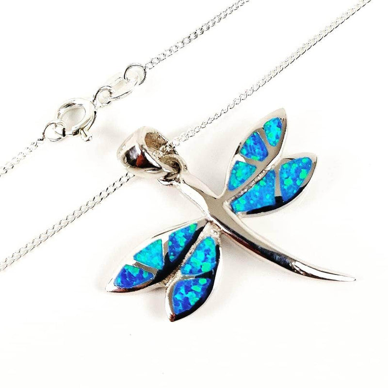Blue Opal Dragonfly pendant and chain clasp