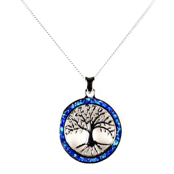 Blue Opal Tree of Life Necklace front view