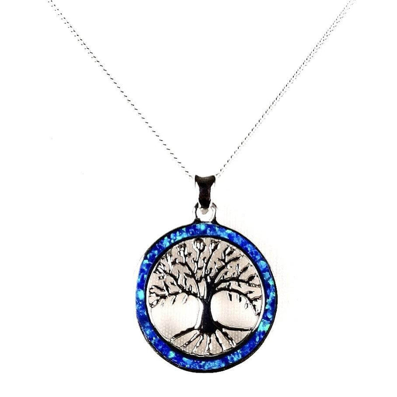 Blue Opal Tree of Life necklace front view