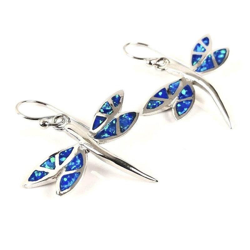 Blue Opal dragonfly earrings