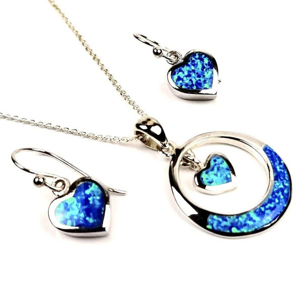Round heart and drop earring set