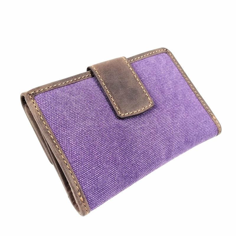 Cactus Flap Over and Tab Medium Purse RFID - Purple -Back