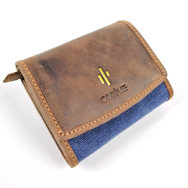Cactus Small Flap Over Purse with RFID - Denim - Front