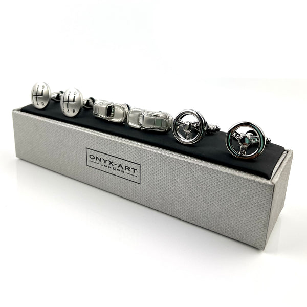 Motor Sport Cufflinks - 3 Pair Gift Set