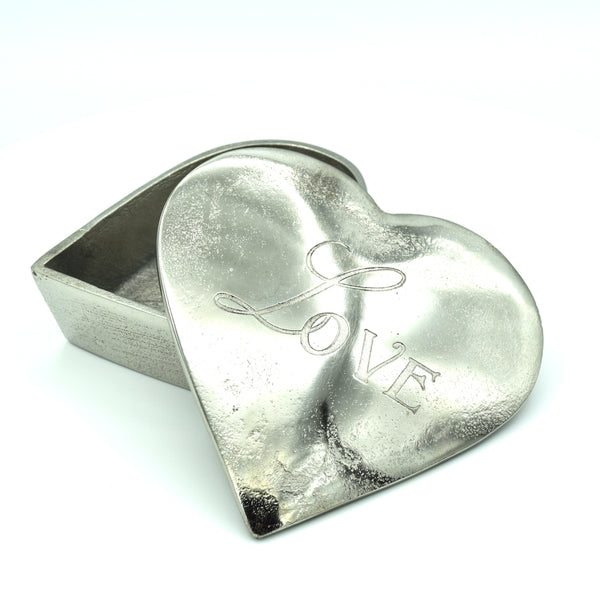 Nickel Love Heart Trinket Box