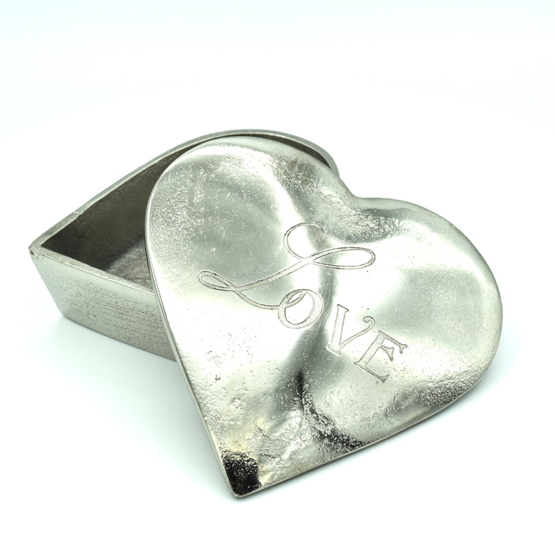 Nickel Love Heart Trinket Box