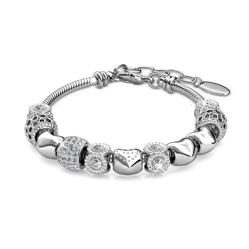 Rhodium Plated & Crystal: Radiant Charm Bracelet 4