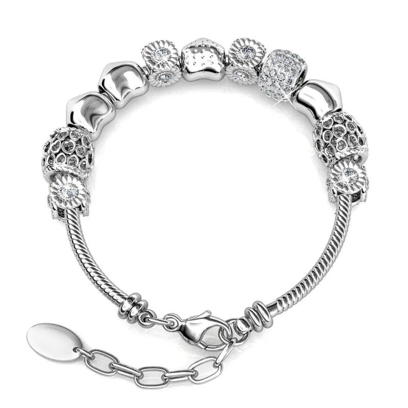 Rhodium Plated & Crystal: Radiant Charm Bracelet 3