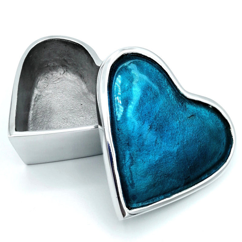 Small Love Heart Trinket Box - Blue