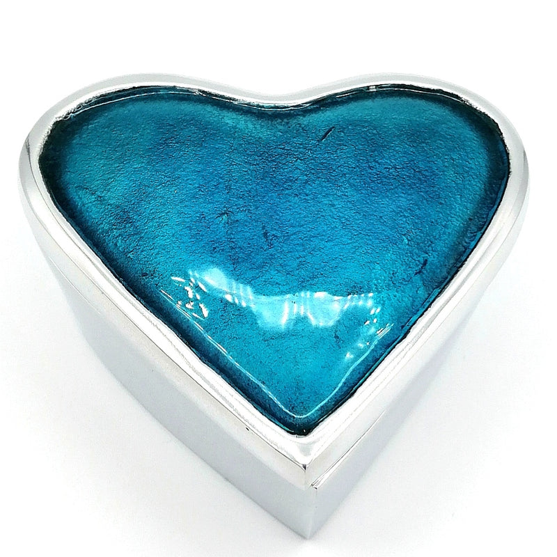Small Love Heart Trinket Box - Blue