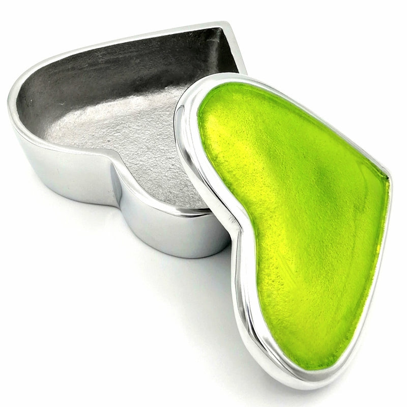 Small Love Heart Trinket Box - Lime Green