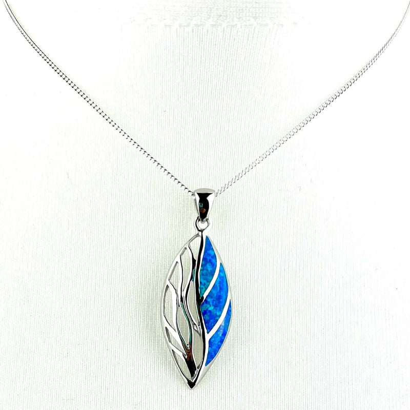 Blue Opal Large Marquise Necklace Media 2 of 4