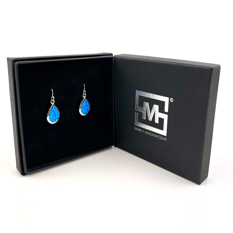 Blue Opal Large Teardrop Earrings Media 3 of 3