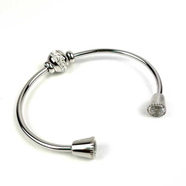 Sterling Silver Open Charm Bangle with Swarovski Crystal Media 2 of 4