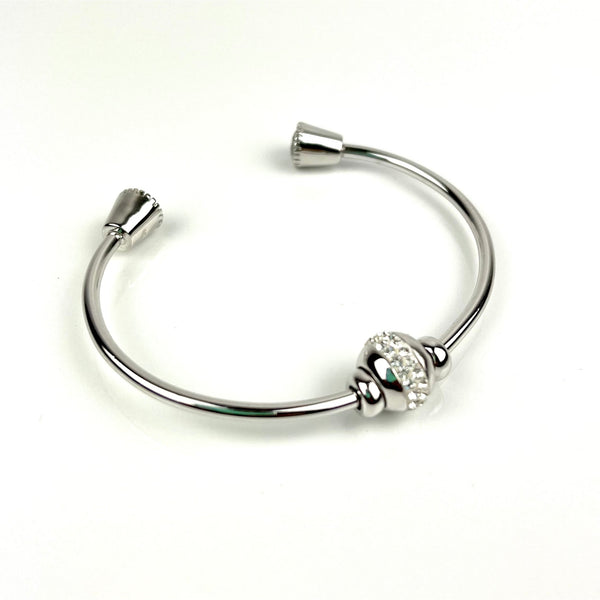 Sterling Silver Open Charm Bangle with Swarovski Crystal Media 1 of 4