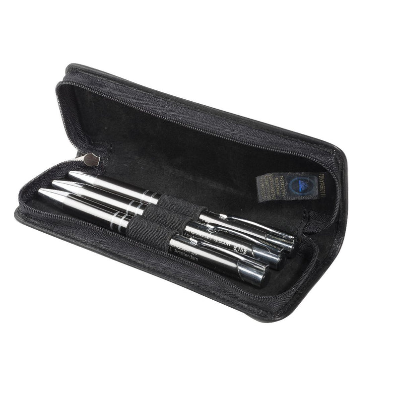 Tony Perotti Pen Case with Zipper for 3 pens (Black)