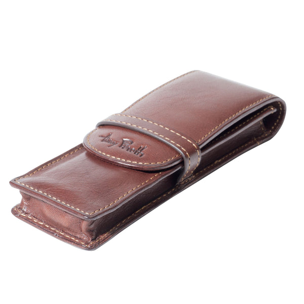 Tony Perotti Pen Pouch with flap for 2 pens (Brown)