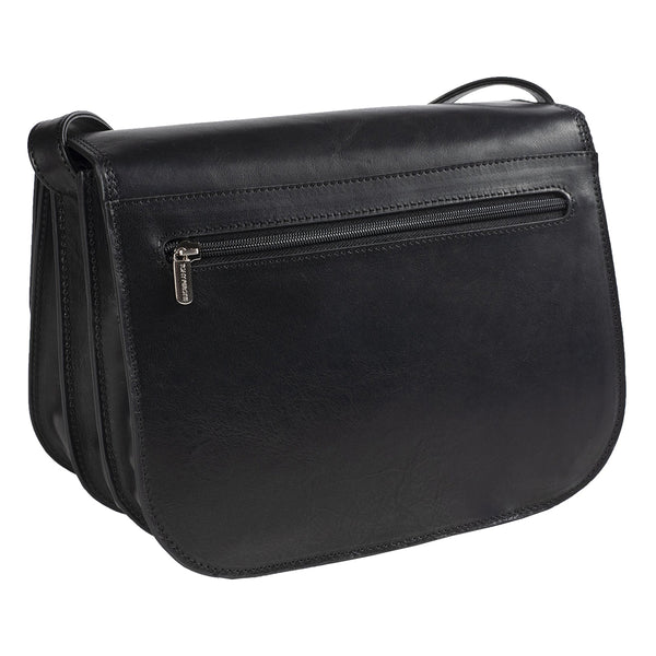 Tony Perotti Ladies Shoulder Bag with 3 compartments (Black) 2