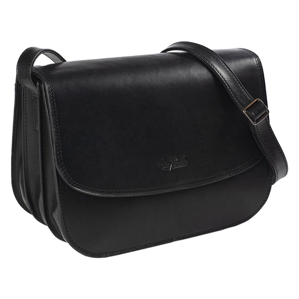 Tony Perotti Ladies Shoulder Bag with 3 compartments (Black)