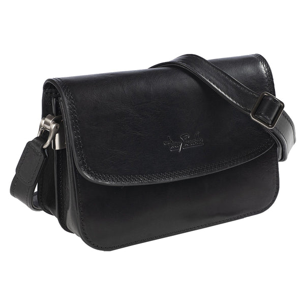 Tony Perotti Italian Leather Ladies Shoulder Bag (Black)