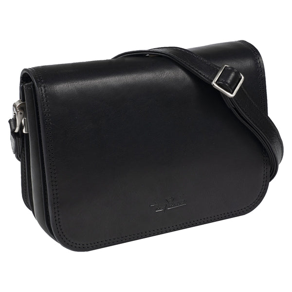 Tony Perotti Italian Leather Ladies Medium Shoulder Bag (Black)