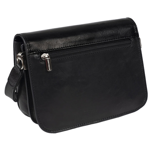 Tony Perotti Italian Leather Ladies Medium Shoulder Bag (Black) 2