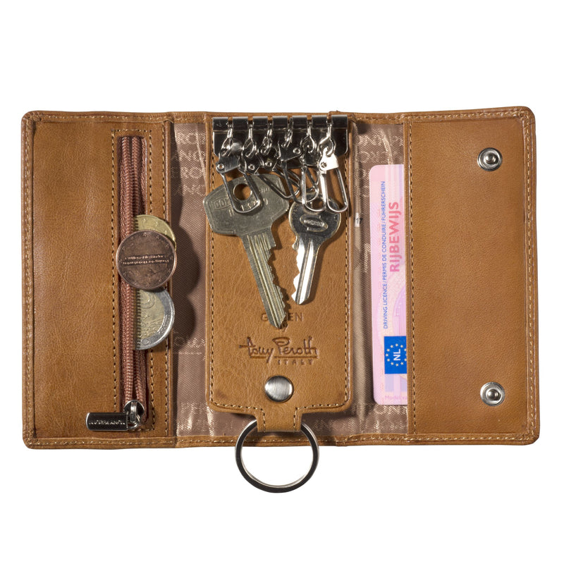 Tony Perotti Key Pouch with key hooks and coin pocket (Miele)