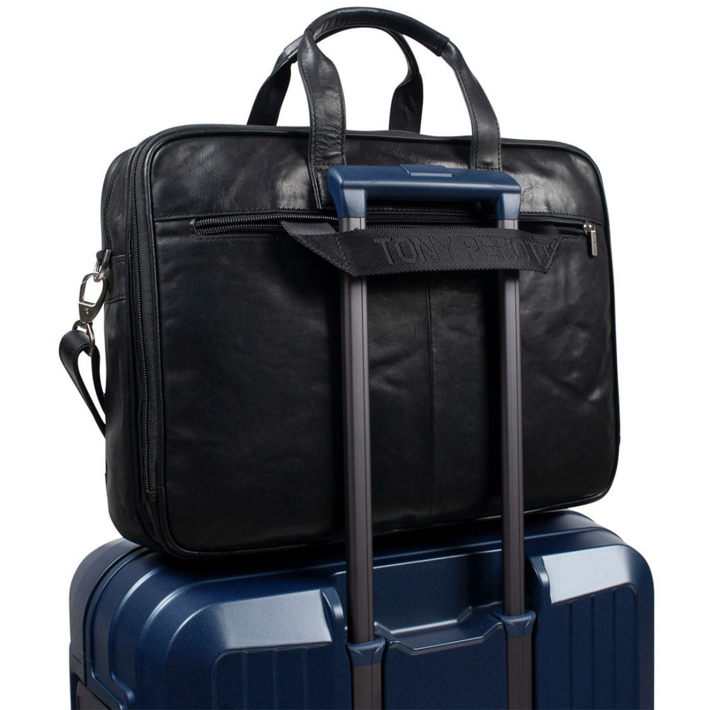 Tony Perotti Italian Leather 2 Compartment Laptop Bag Black