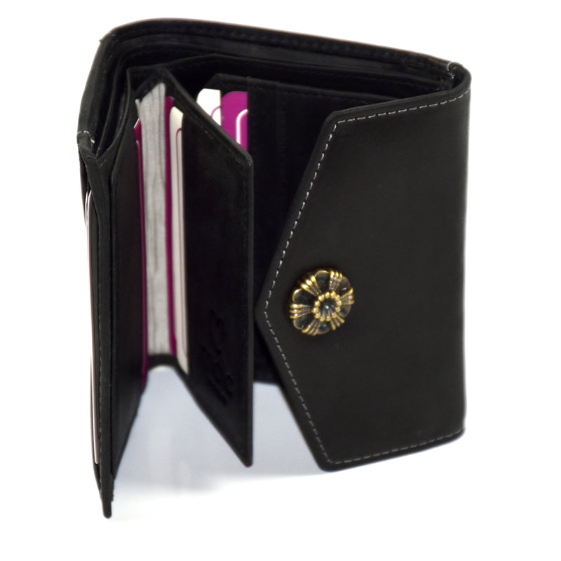 Tudor Med Tri Fold Purse - Black RFID3