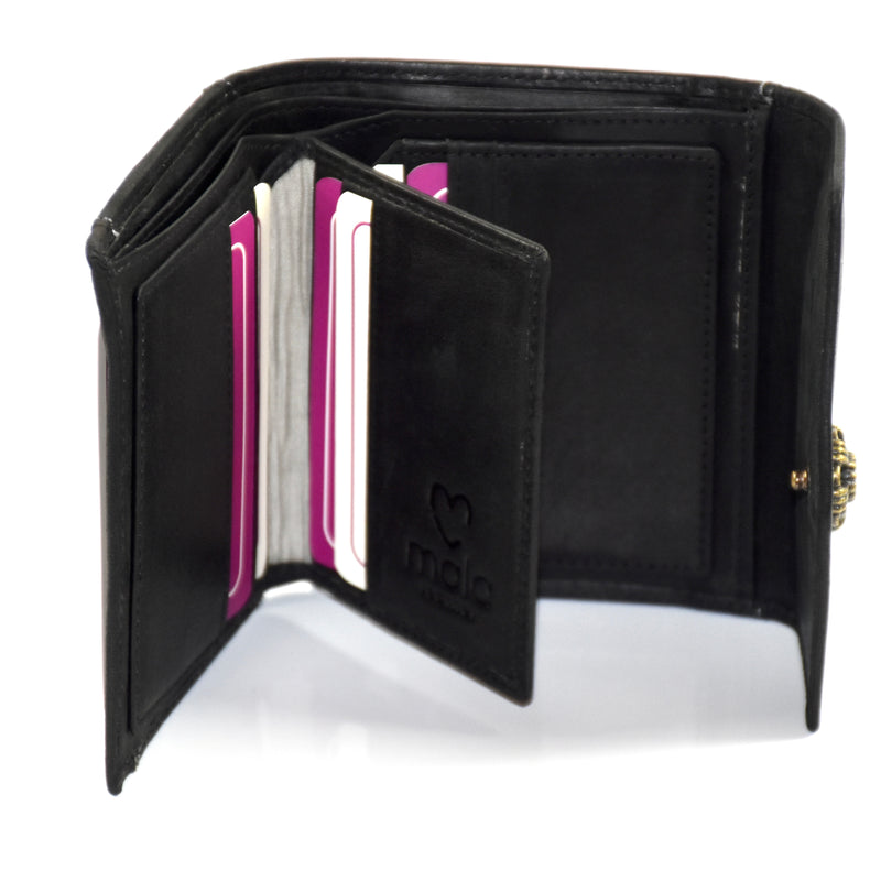 Tudor Med Tri Fold Purse - Black RFID 4