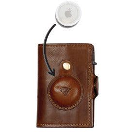 Tony Perotti Unisex Slim Card Holder with Air Tag Pouch (Brown) 4