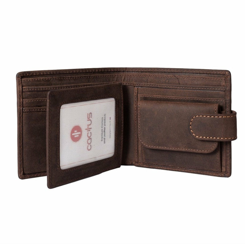 Cactus Tab Leather Wallet RFID - Brown