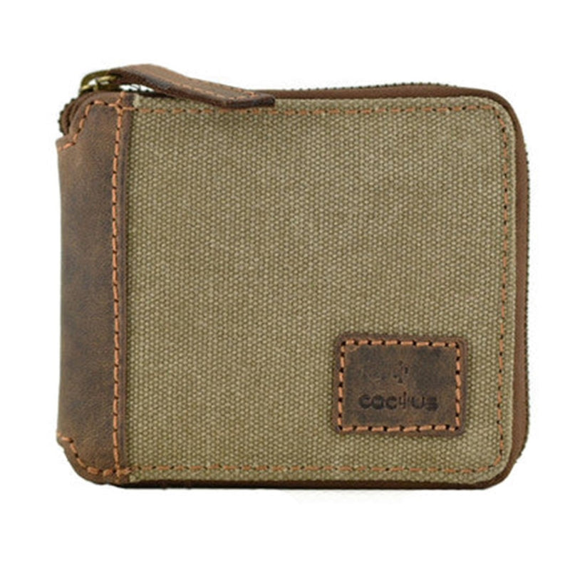 Cactus Slim Zip Around Wallet Khaki