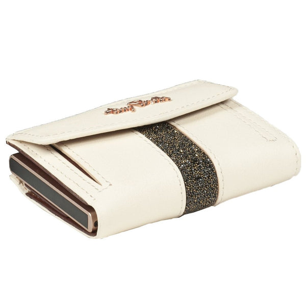 Tony Perotti Ladies Card Holder with Swarovski Crystal (Cream)