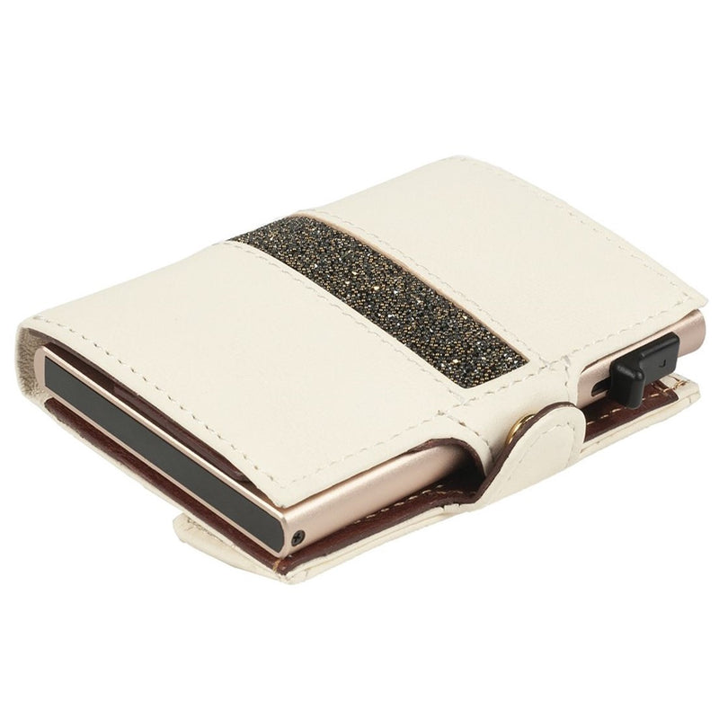 Tony Perotti Ladies Card Holder with Swarovski Crystal (Cream)