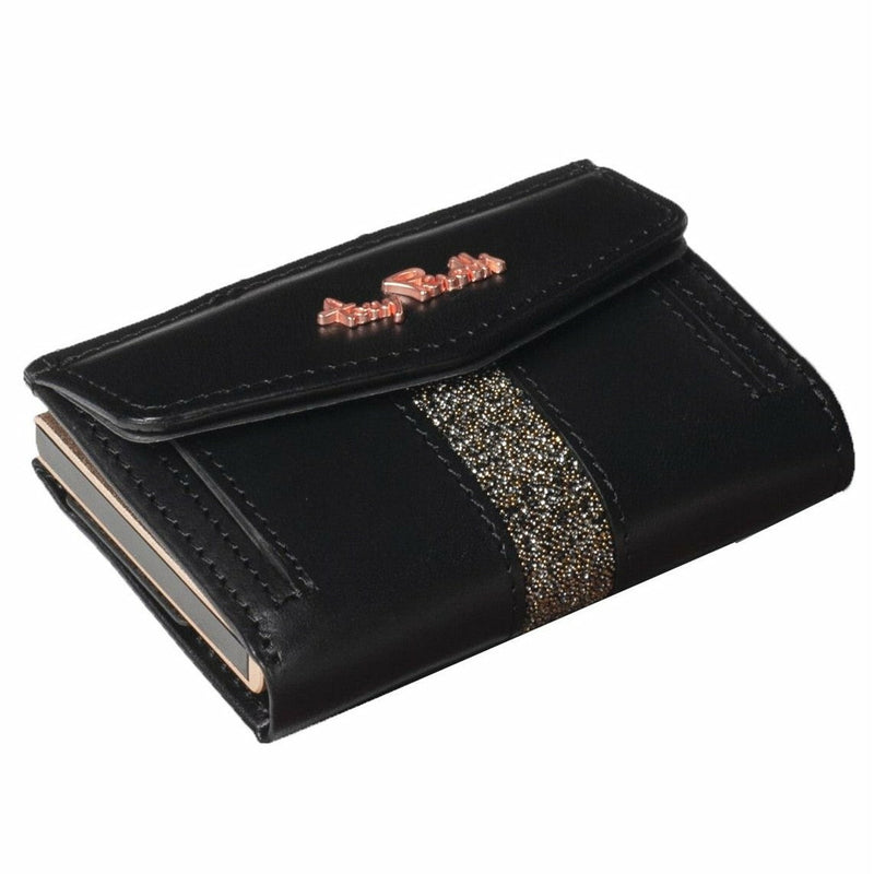 Tony Perotti Ladies Card Holder with Swarovski Crystal (Black)