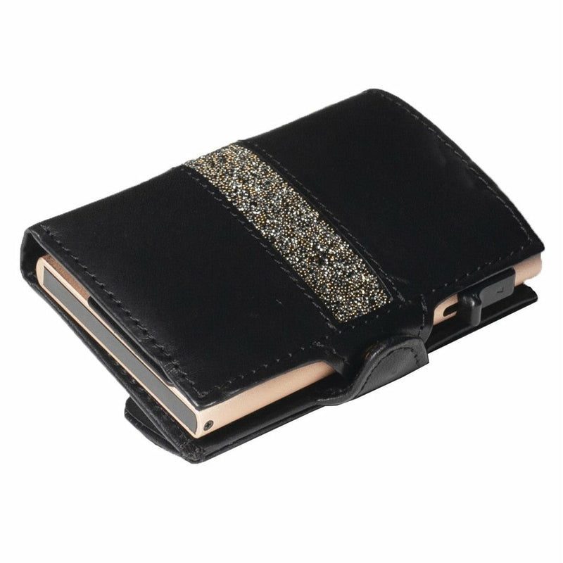 Tony Perotti Ladies Card Holder with Swarovski Crystal (Black)